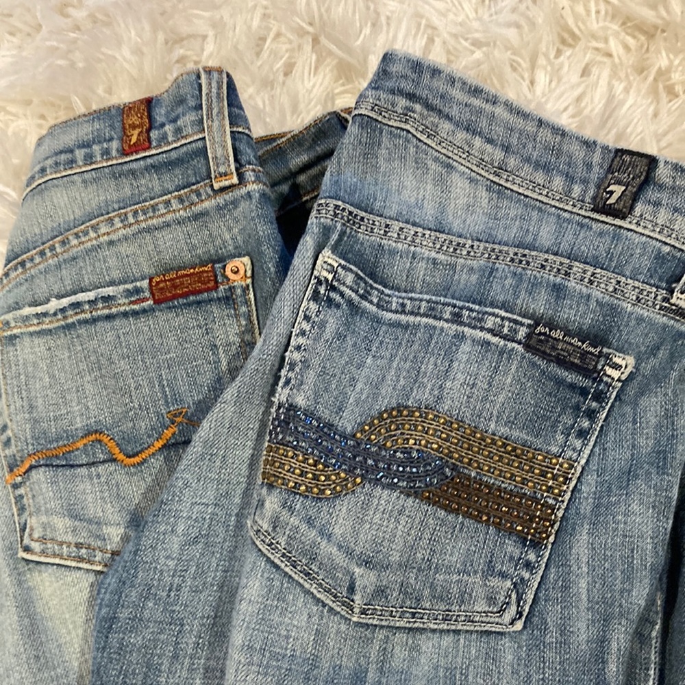 2 pairs of 7 for all mankind jeans. Both 31” inseam. Both size 27.